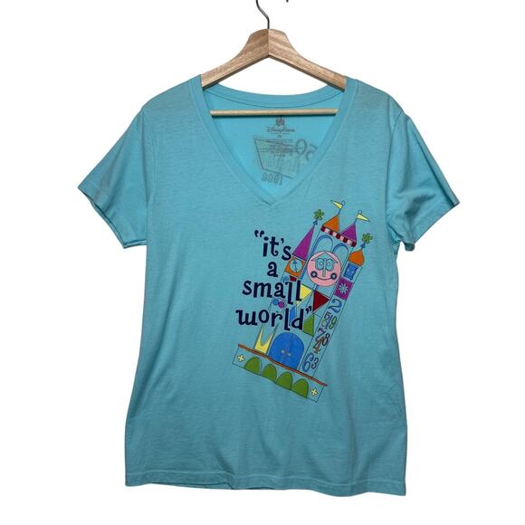 Disney Tops - Disney Parks It's a Small World V-Neck Tee Shirt Limited Edition Blue Size 2X